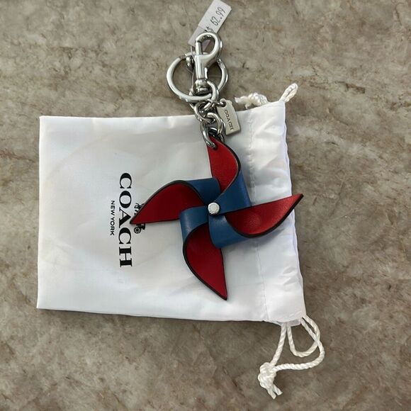 COACH Leather Pinwheel Keychain - Picture 2 of 6